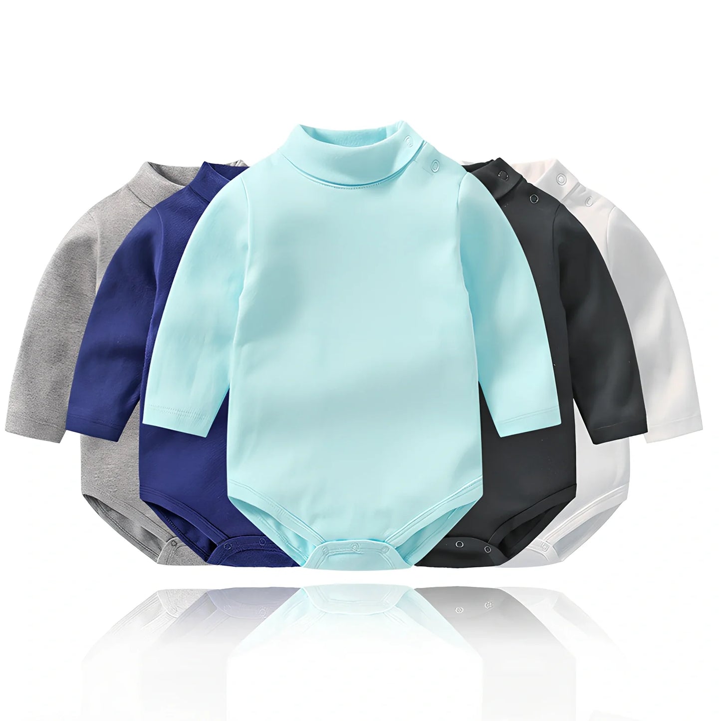 Cotton baby bodysuit with snap closures in multiple colours and sizes for New Zealand infants