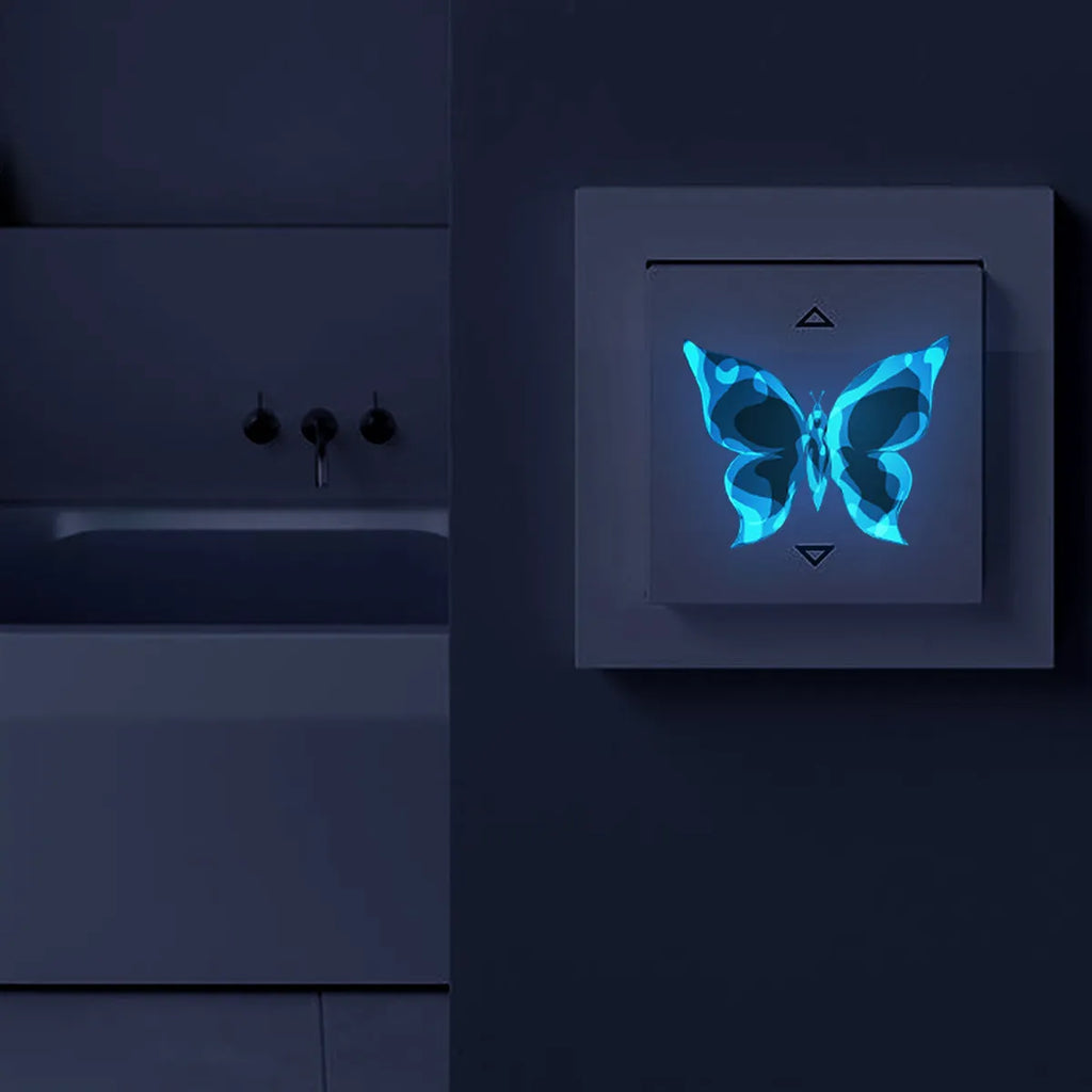 Blue luminous small butterfly PVC wall sticker 15x15cm for bedroom living room decor