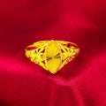 Open diamond flower ring in gold colour with geometric shape and textured details