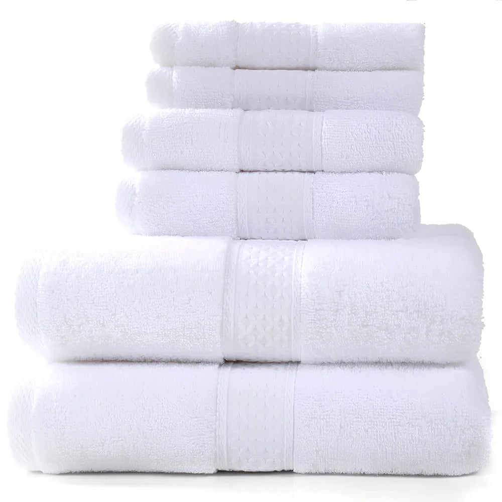 Pure cotton absorbent towel set in bamboo green, showing 140x70cm bath, 33x73cm hand, and 33x33cm square towels