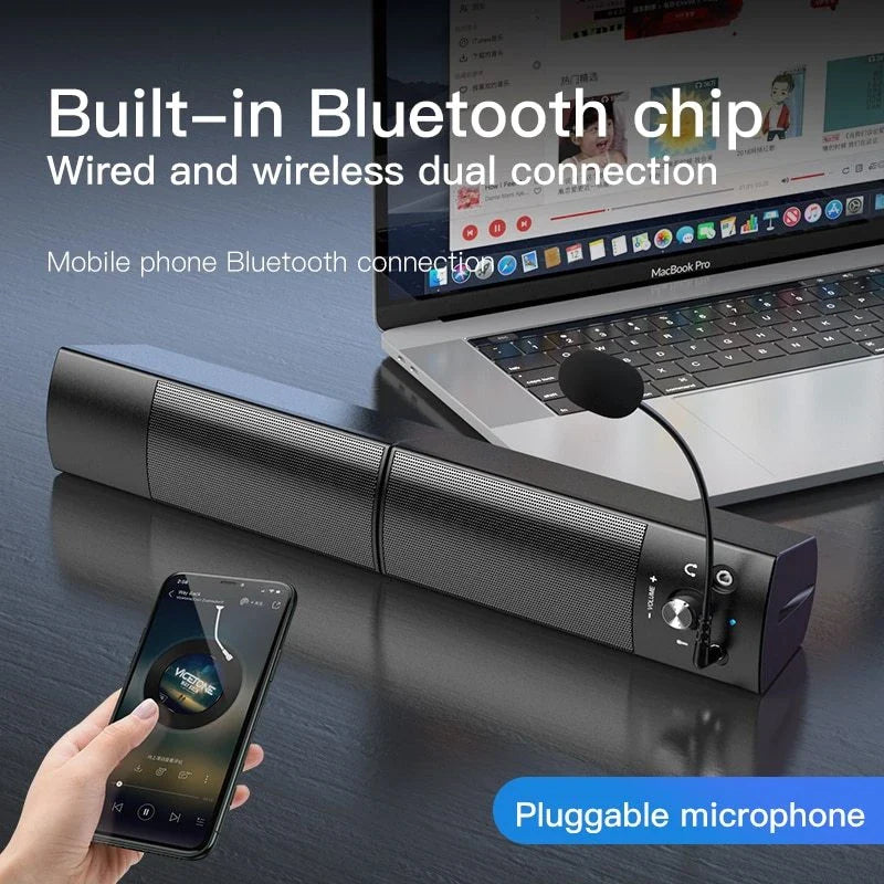 Compact Bluetooth Speaker with Subwoofer in phantom black, featuring high-quality sound and versatile connectivity options