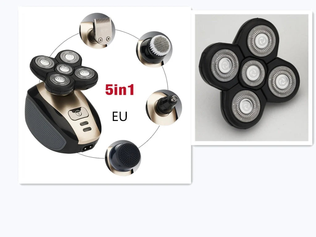 5-in-1 multifunctional electric shaver for men with 5 floating blades, waterproof design