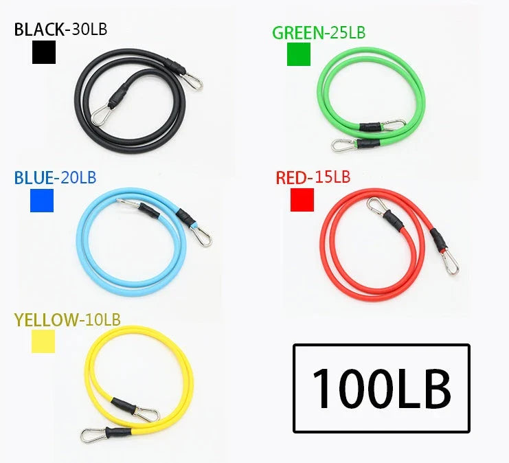 17-piece multi-function puller set with resistance bands, handles, and ankle straps for home strength training