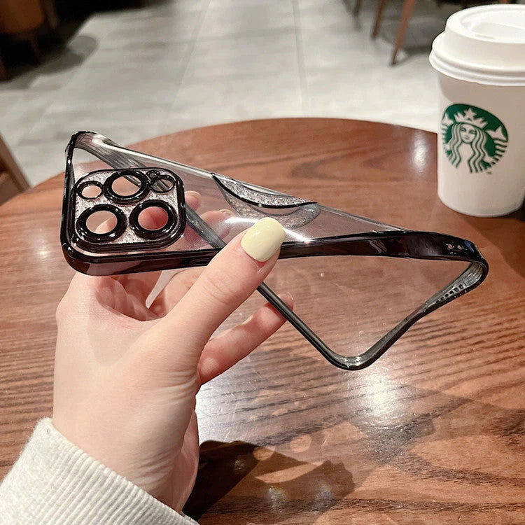 Electroplated TPU iPhone case with built-in lens protection in various colours