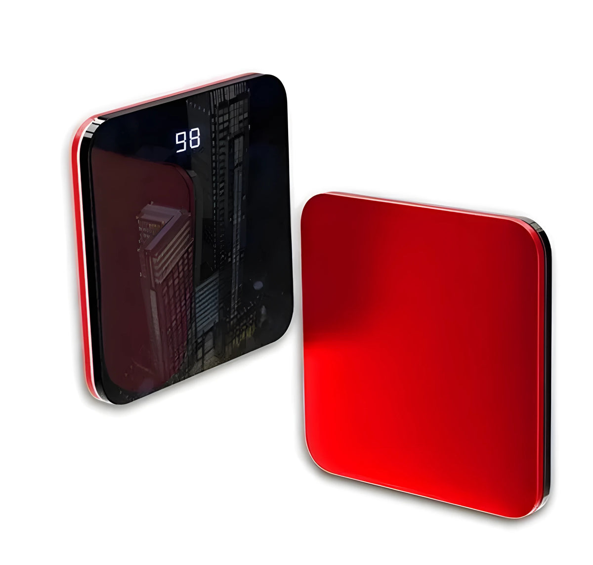 Ultra-thin mirror mini power bank with LCD display – 8000mAh alloy shell in three colours
