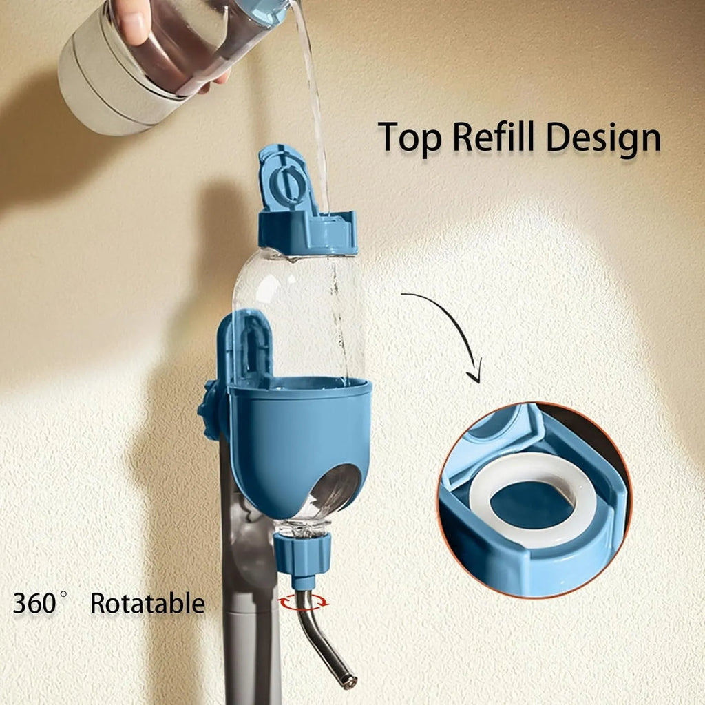 Blue small animal water bottle with stainless steel nozzle for cage mounting