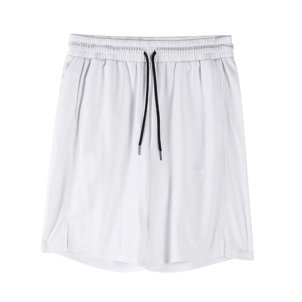 Men's black quick-drying mesh capri shorts with a loose fit and mid waist.
