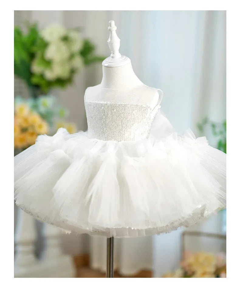 Children's sequined sleeveless girl princess dress in pink, polyester fibre, 80-160cm