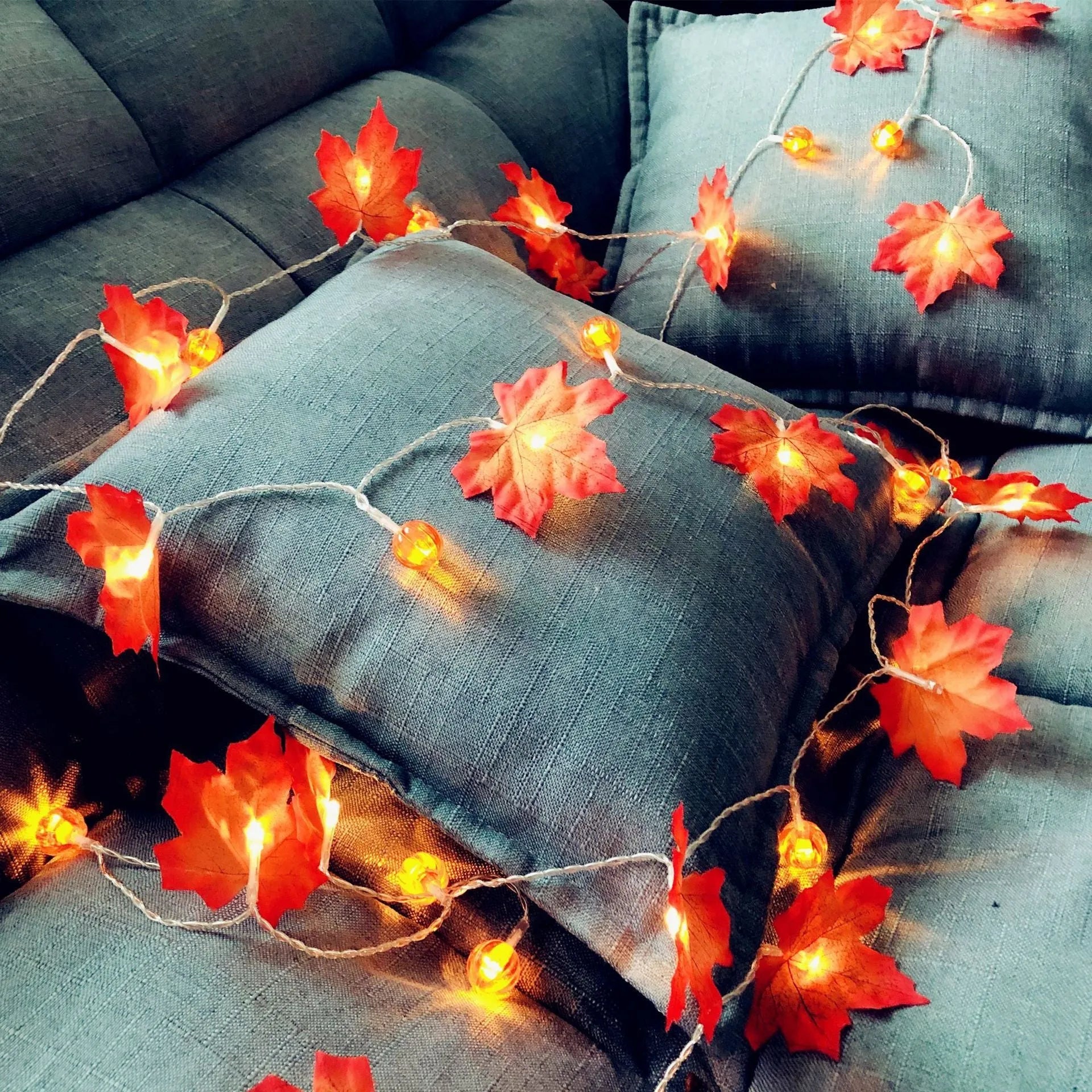 1.5m LED pumpkin light string with 10 warm white lights, IP44 rated plastic shell, switch control