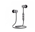 Metal magnetic sports Bluetooth wireless neckband headset in black colour with magnetic earbuds