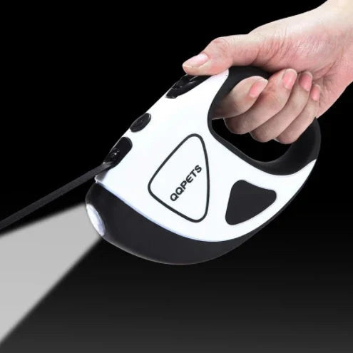 Automatic retractable dog leash with LED light for night safety