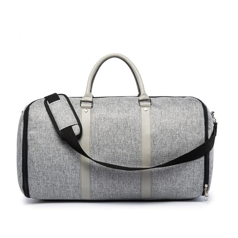 Large-capacity multi-function suit bag for gym and leisure, available in black and grey