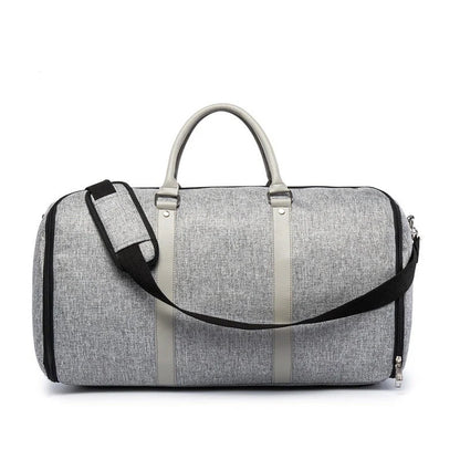 Large-capacity multi-function suit bag for gym and leisure, available in black and grey