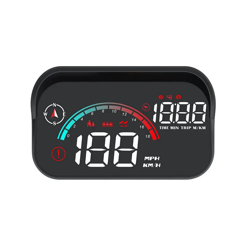 Black universal head-up display car projector unit for speed and compass projection on dashboard