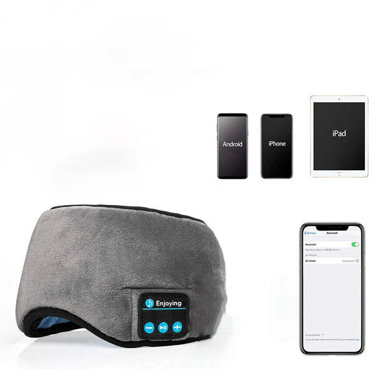 Bluetooth 5.0 wireless headband with built-in sleeping eye mask for music, calls, and relaxation