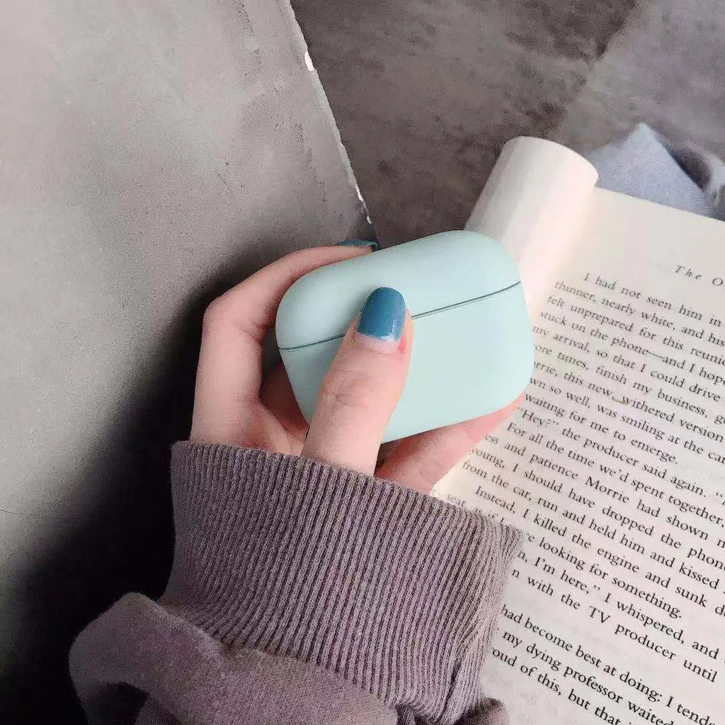 Plastic AirPods Pro protective case shown in available colours including black, red and mint green