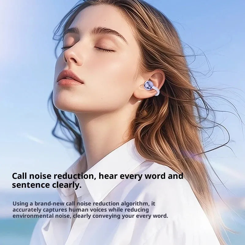 Berlin Sound ear clip wireless Bluetooth headphones in sporty style with silicone material, available in purple, black, and skin colours