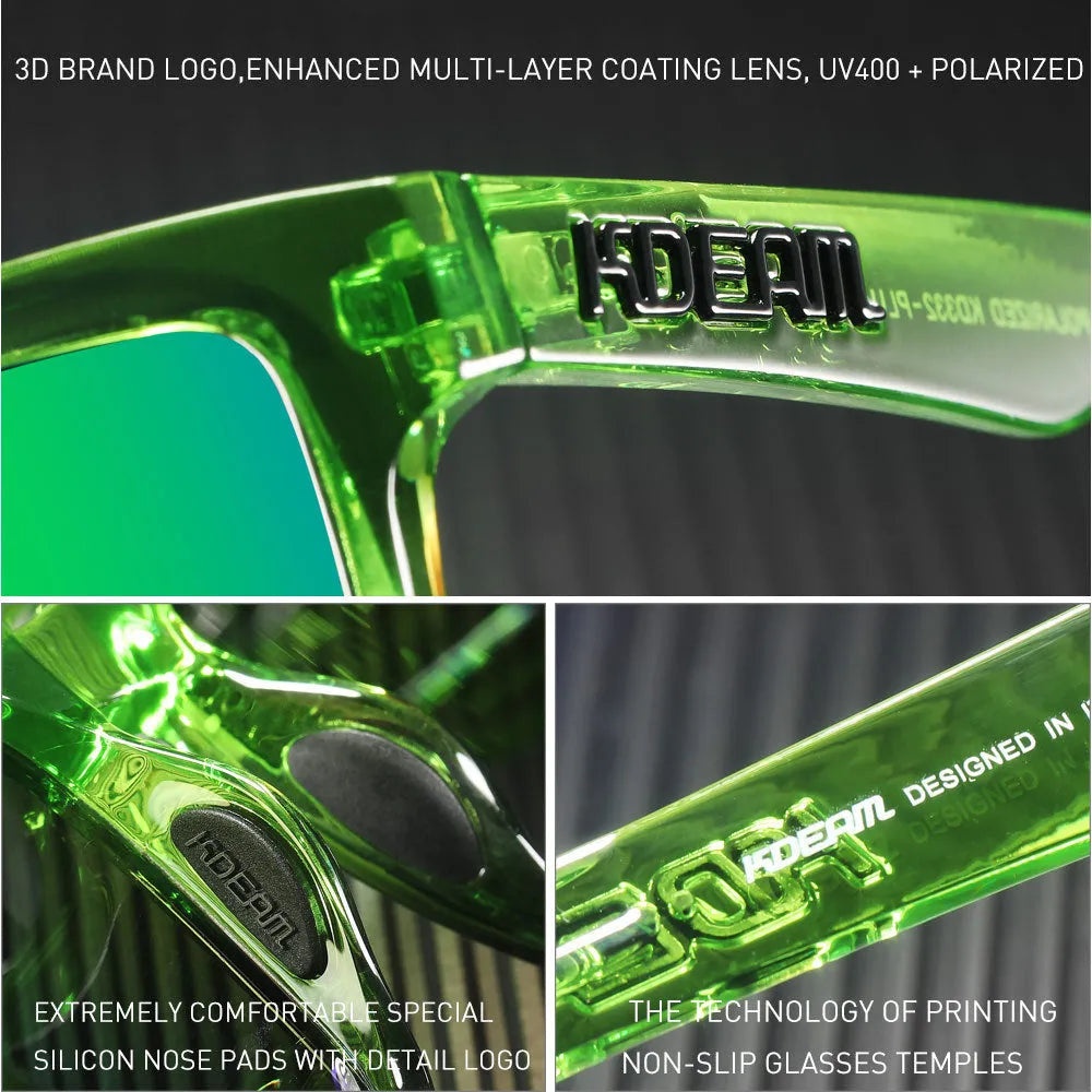 Square frame polarised sunglasses with TAC lenses and PC plastic frame in a selection of colours.