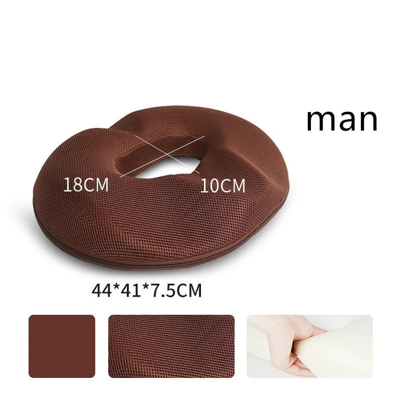 Memory foam seat cushion pillow with gender-specific design for office chairs