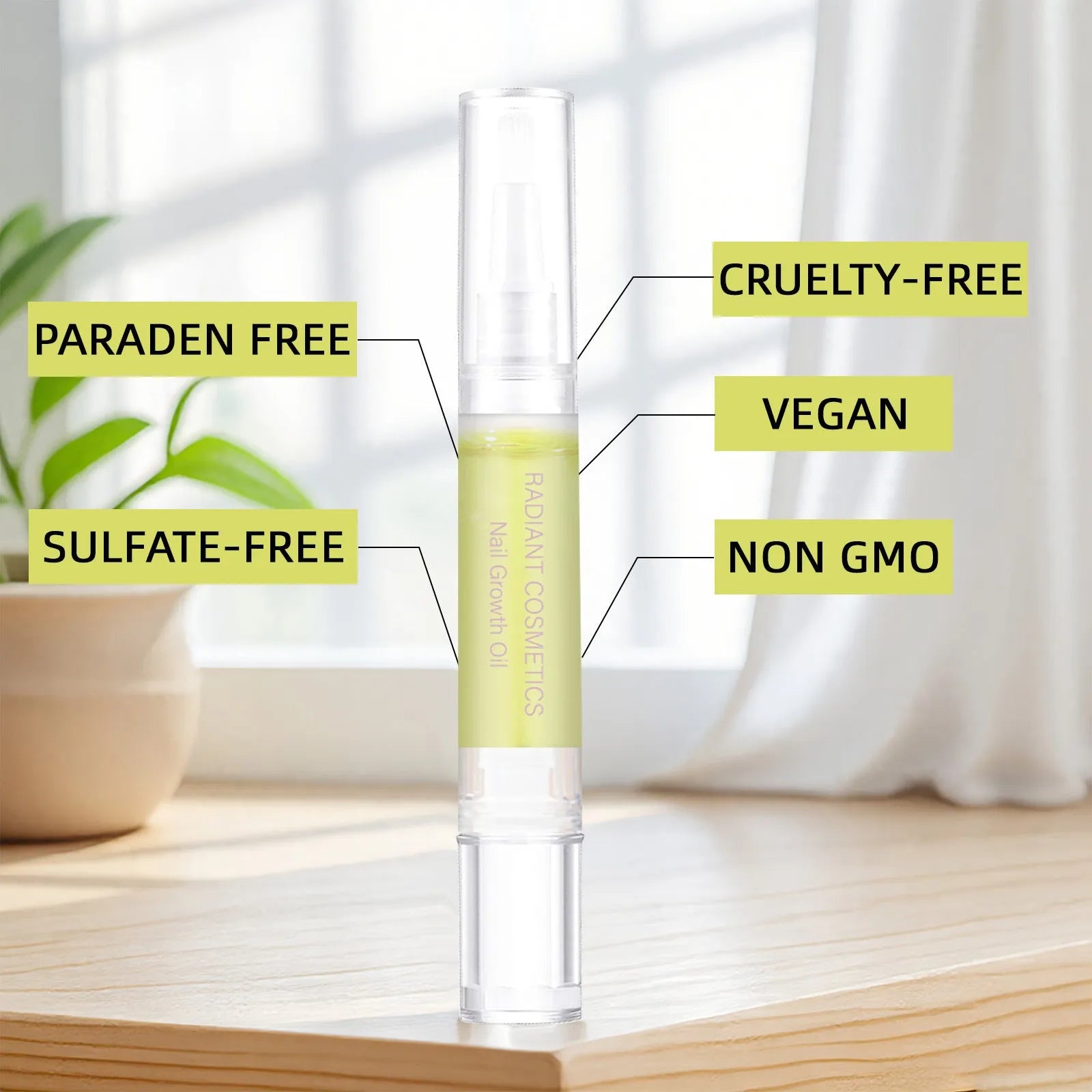 Small 3ml bottle of clear nail growth and cuticle moisturising treatment oil.