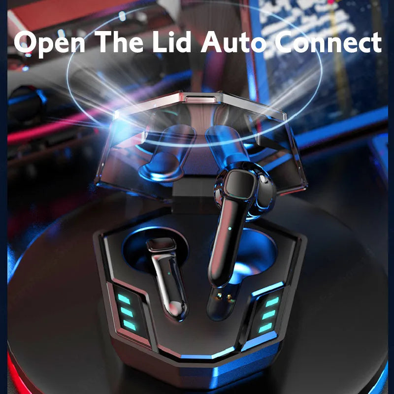 Wireless Bluetooth gaming headset with motion noise reduction in minimalist design