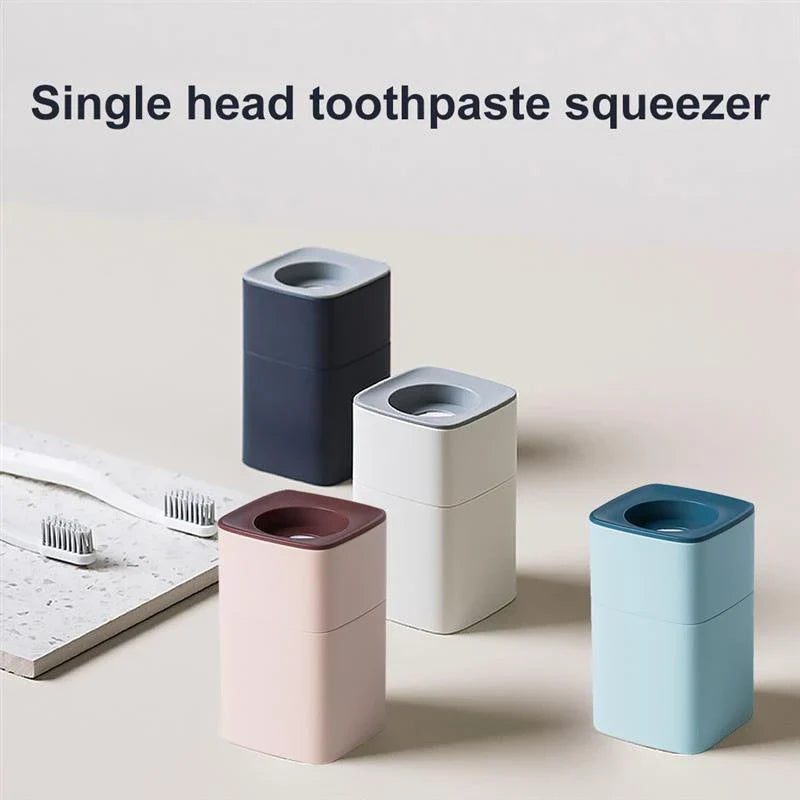 Wall-mounted automatic toothpaste dispenser with self-adhesive, dust-proof design for hands-free convenience