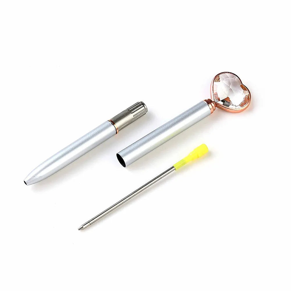 Creative crystal love ball diamond metal pen in golden, rose gold and silver colours
