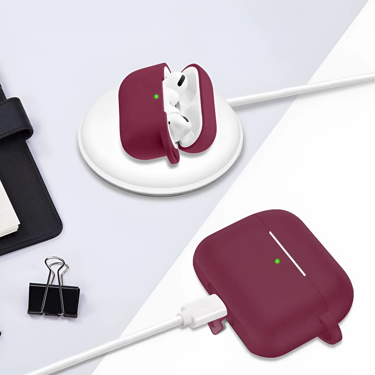Silicone earphone protective cover clamshell case for AirPods third generation solid colour selection