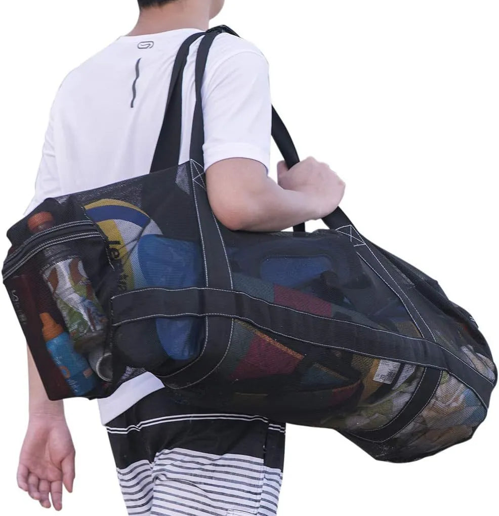 Large black polyester mesh diving luggage bag 50L 94x38x38cm