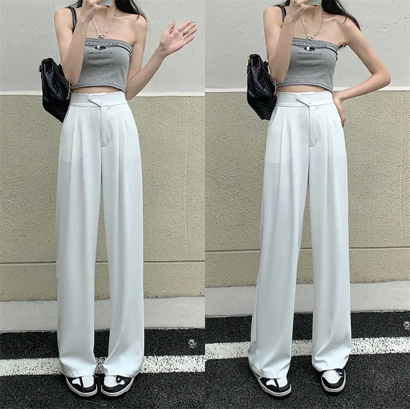 Women's high waist loose drape suit wide leg pants in various colours