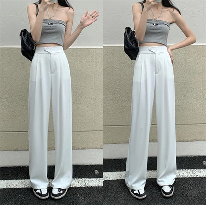 Women's high waist loose drape suit wide leg pants in various colours