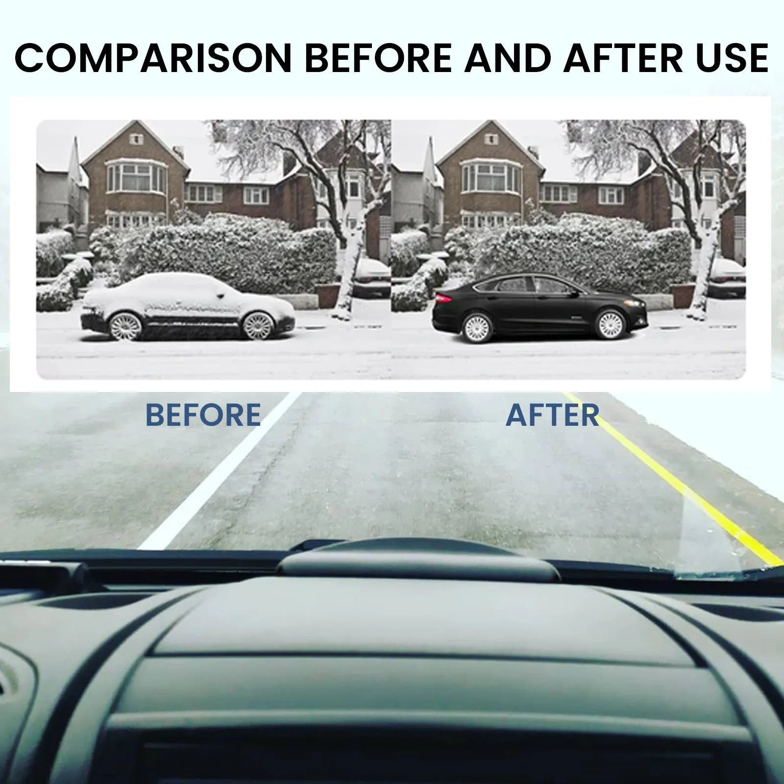 Black portable car snow melting tool and deicer charger showing compact size.