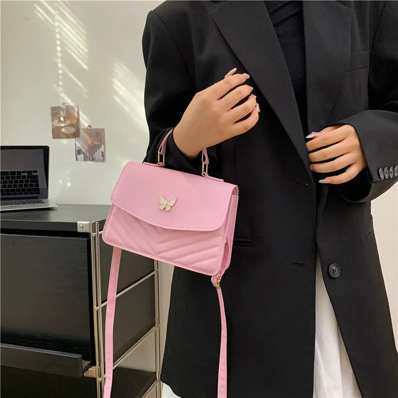 Women's PU horizontal square handbag with bow detail in dark blue colour option