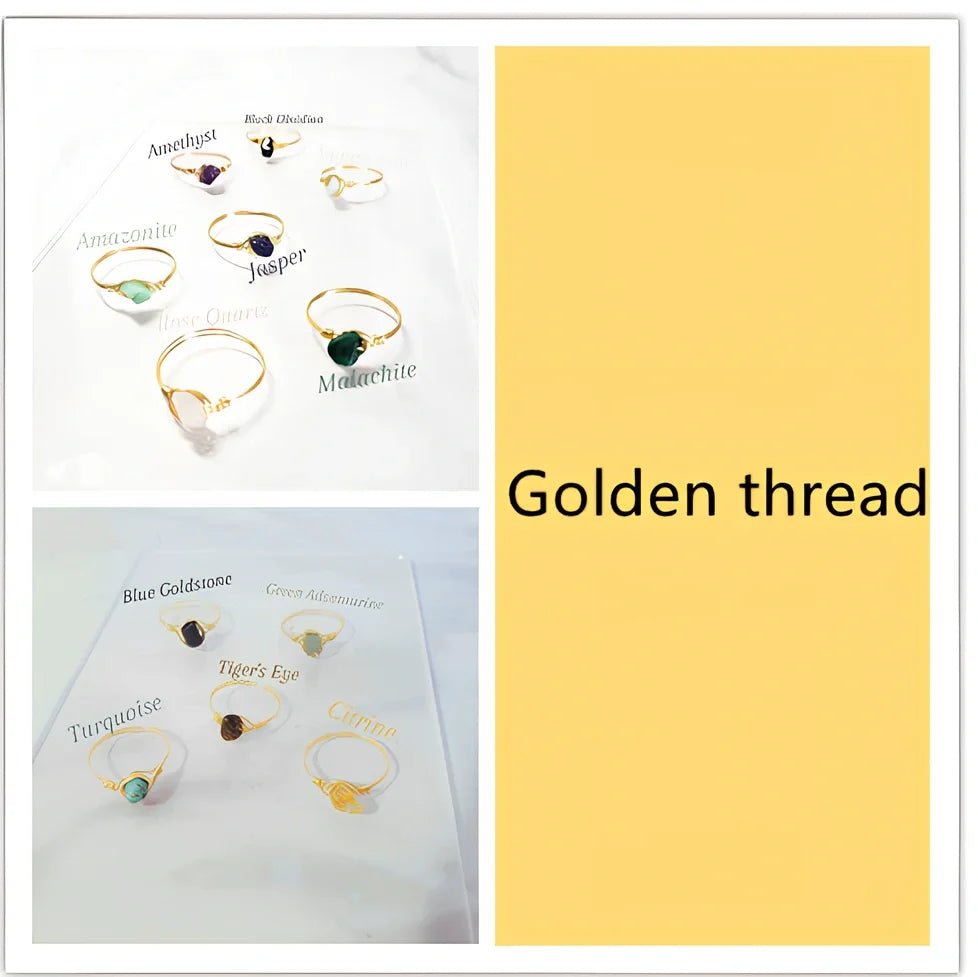 Special shaped copper wire braided ring with genuine agate stone in rose gold, gold, or silver plating