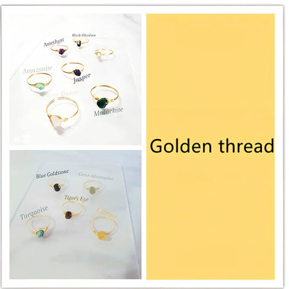 Special shaped copper wire braided ring with genuine agate stone in rose gold, gold, or silver plating