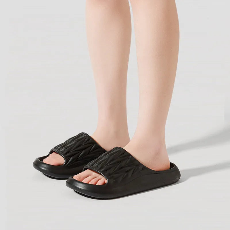 Leaf texture design EVA household slippers in various colours with non-slip and anti-odor features