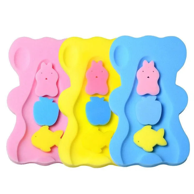 Baby bath sponge non-slip mat in blue – 4.7 cm thick polyurethane cushion with suspended bag design