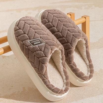 Cozy Non-Slip Plush House Slippers for Men and Women in a variety of fashionable colors with thick, non-slip soles and soft, plush lining for maximum comfort and traction.