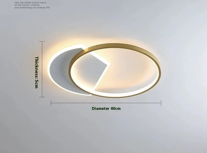 Nordic minimalist ceiling lamp in black or gold finish with clean circular design
