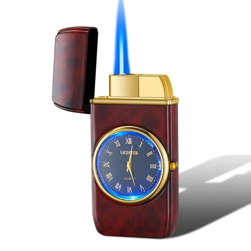 Multifunctional electronic lighter and watch combo with brushed metal design and LED display