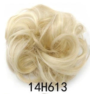 Synthetic wavy curly messy hair bun for women, 12cm diameter, high-temperature wire