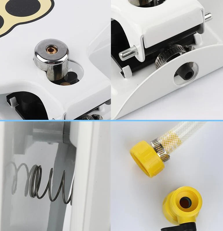 Outdoor dog water fountain with paw pad activation in durable steel construction