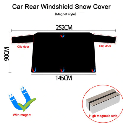 Car front snow cover with magnetic strips on silver Oxford cloth for winter protection