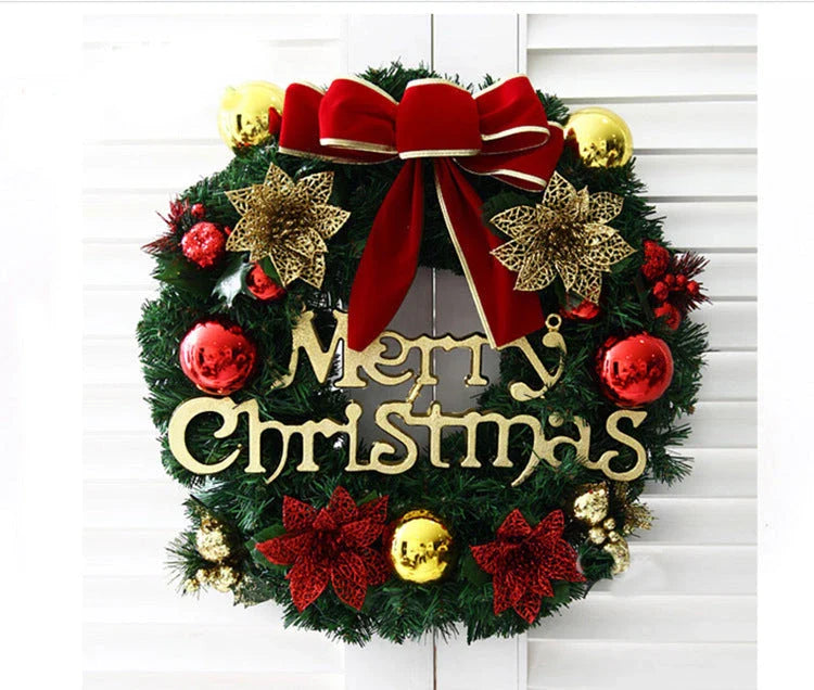 Pine artificial Christmas wreath with wood frame for home and mall decoration