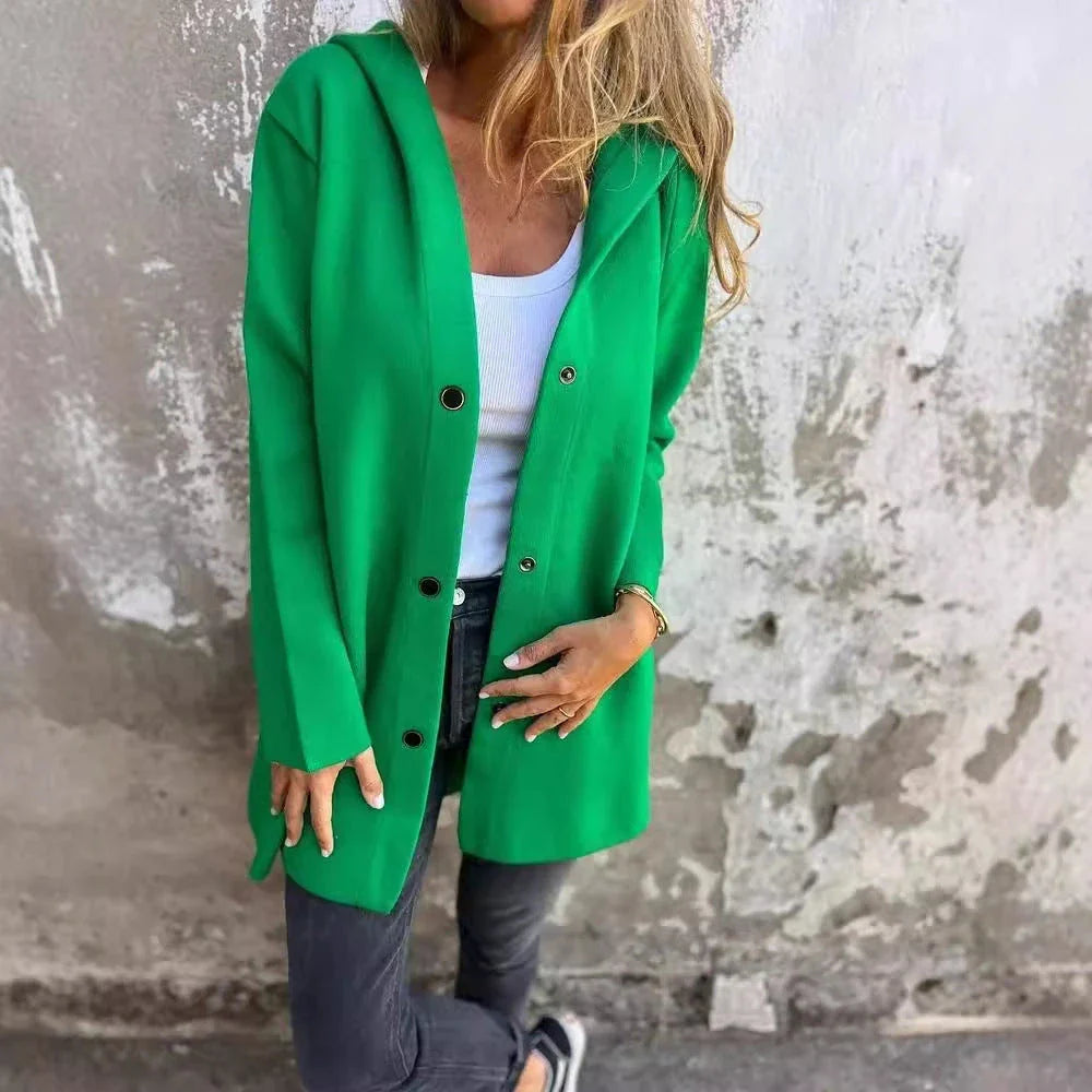 A cozy, hooded cardigan jacket in a variety of stylish colors and sizes