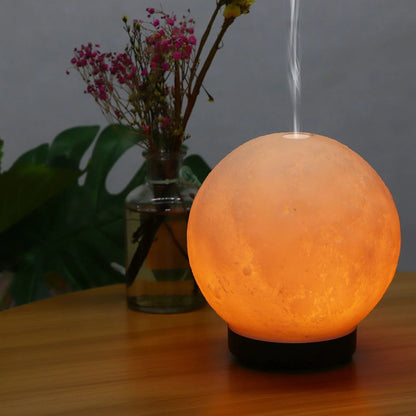 Stylish ultrasonic humidifier and aroma diffuser with wood-grain finish and modern design