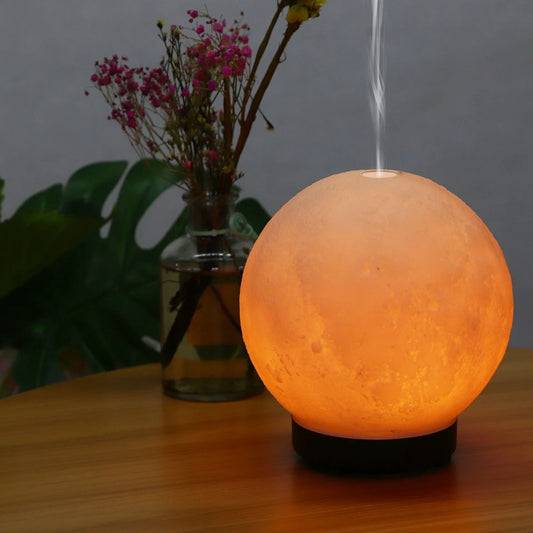 Stylish ultrasonic humidifier and aroma diffuser with wood-grain finish and modern design