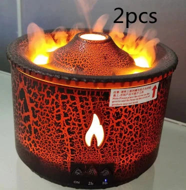 Ultrasonic essential oil diffuser with realistic flame and jellyfish smoke effects for calming ambiance