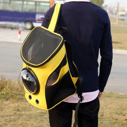 Astronaut-inspired pet carrier backpack with spacious compartment for cats and dogs