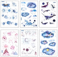 Japanese paper decorative sticker set with Fantasy stars design measuring 10.5 by 14.1 centimetres